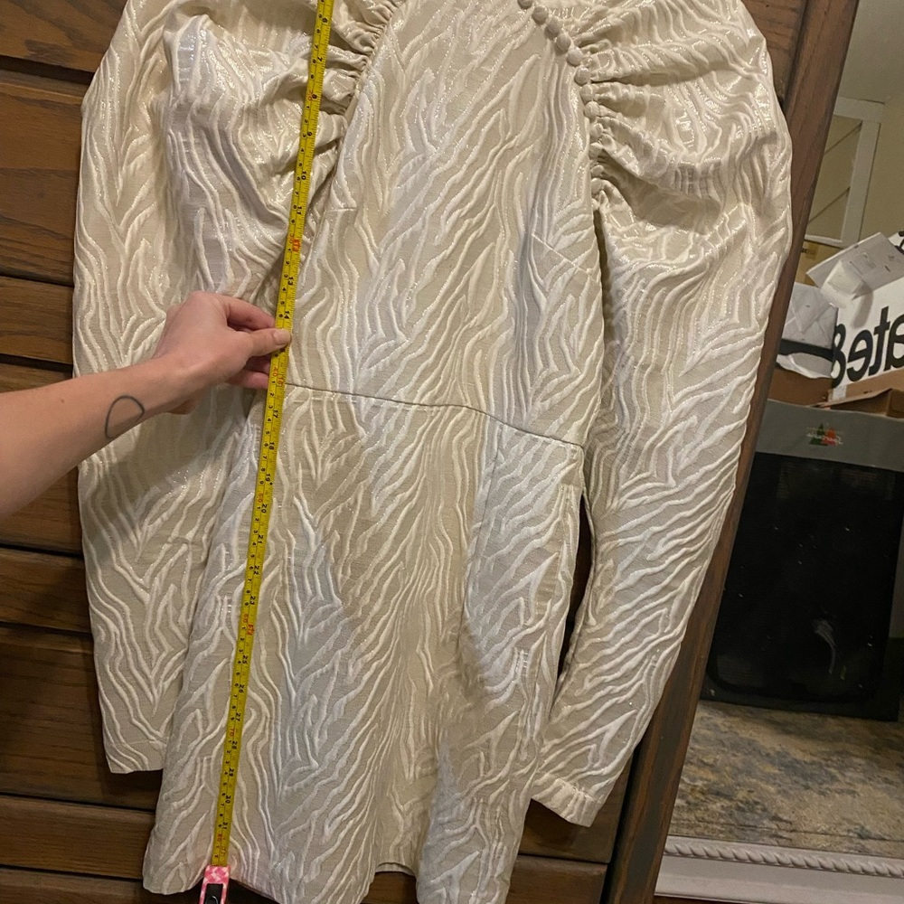 NWOT ROTATE Birger Christiansen Cream Kim Dress with Puff Sleeves - Picture 4 of 11